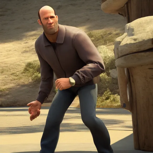 Image similar to jason statham as a pixar disney character from up 2 0 0 9 unreal engine octane render 3 d render photorealistic