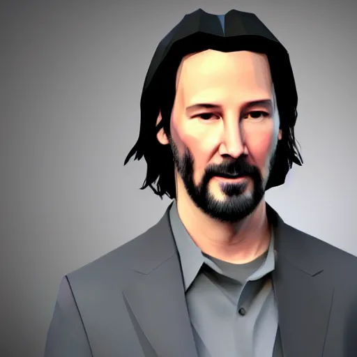 Prompt: low poly isometric render of Keanu Reeves