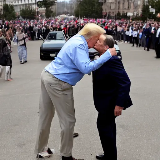 Prompt: Donald Trump kissing Biden