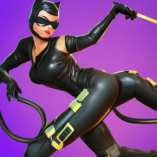 Prompt: Catwoman as a fortnite character