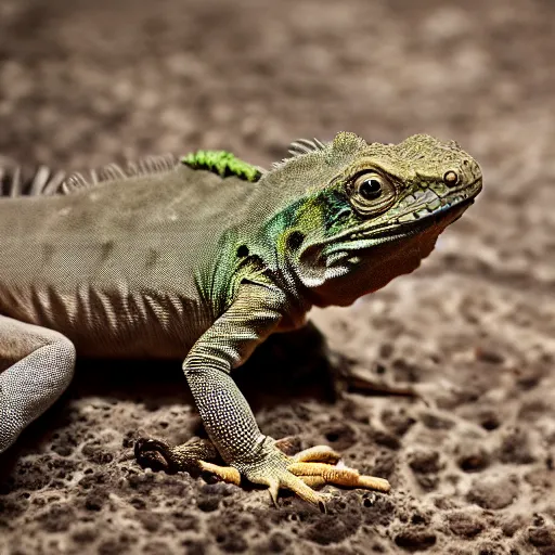 Prompt: a pulitzer prize winning photograph of a baby iguana