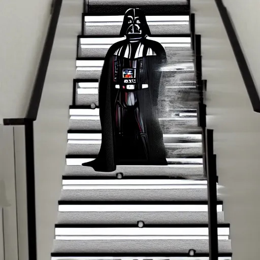 Prompt: Darth Vader!!!, walking down an infinite spiral staircase, the stairs are made out of diamonds,