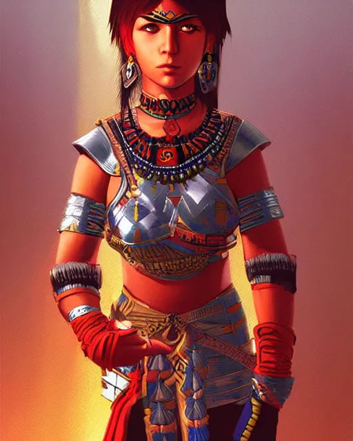 Prompt: aztec warrior, by ilya kuvshinov