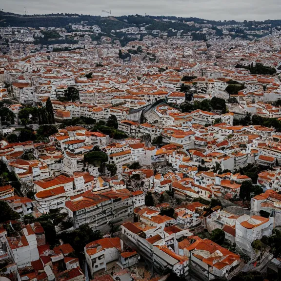 Image similar to A post-apocalyptic photo of the Portuguese city of Amadora, award-winning, 4k