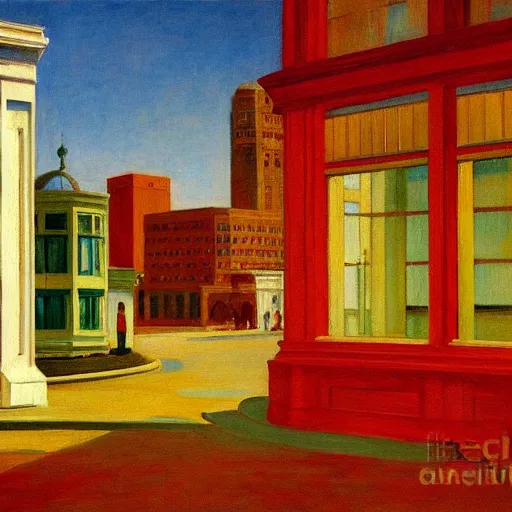 Image similar to a beautiful painting of Columbus Ohio by Edward hopper