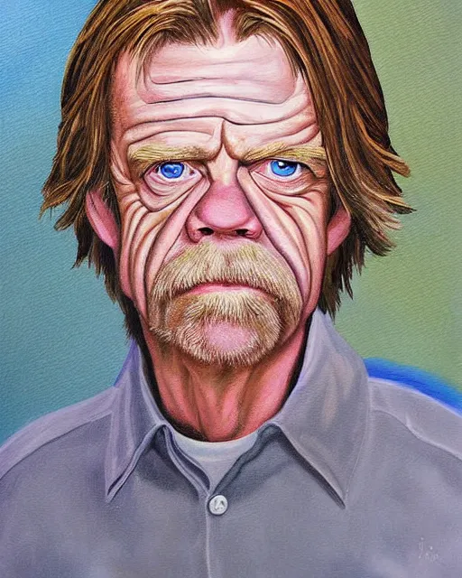 Prompt: a exaggerated painting of william h. macy by Jason Seiler