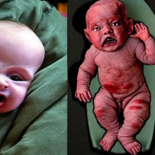 Image similar to shadow demon baby made of flesh and skin demon schizophrenia psychosis paralyzed stalked by CIA