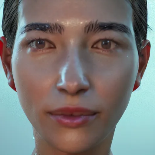 Prompt: glistering wet sweaty skin face unreal engine 4k 8k resolution