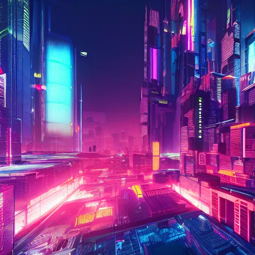 Prompt: cyberpunk city, Digital Art, High definition, 8k, Octane render, Unreal Engine, vibrant color, neon