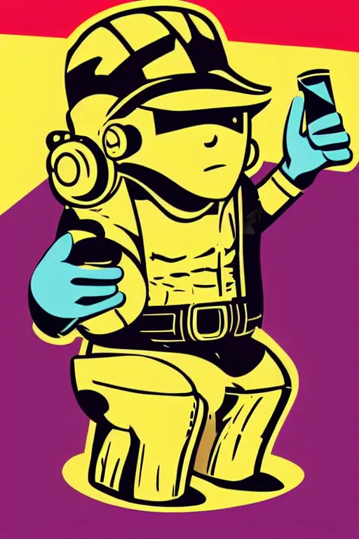 Image similar to fallout 7 6 retro futurist illustration art by butcher billy, sticker, colorful, illustration, highly detailed, simple, smooth and clean vector curves, no jagged lines, vector art, smooth andy warhol style