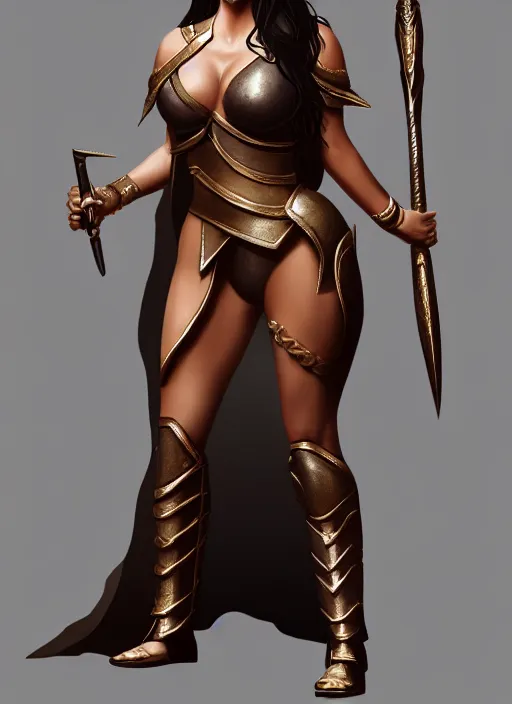 Image similar to kim kardashian as a warrior princess, full body, concept art, rim lighting, stanley lau, detailed, sharp focus, trending on artstation