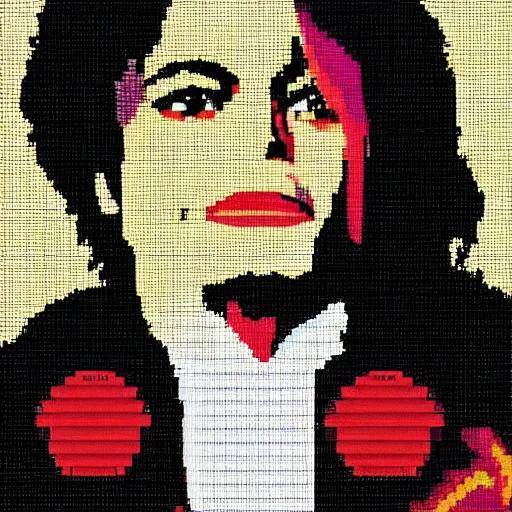 Image similar to a portrait of Micheal Jackson in pixel art