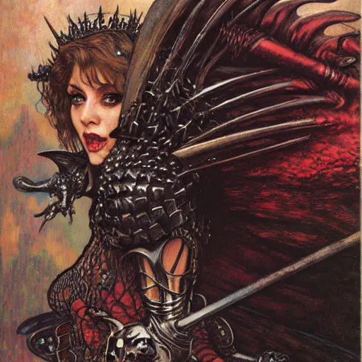 Prompt: head and shoulders portrait of an armored erinyes devil with bat wings, and a sword, d & d, fantasy, luis royo, magali villeneuve, donato giancola, wlop, krenz cushart, hans zatka, klimt, alphonse mucha