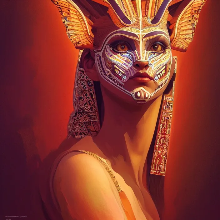 Prompt: symmetry! portrait of a sphinx, face decorated with opera motifs, leds horizon zero dawn machine, intricate, elegant, highly detailed, digital painting, artstation, concept art, smooth, sharp focus, illustration, art by artgerm and greg rutkowski and alphonse mucha, 8 k