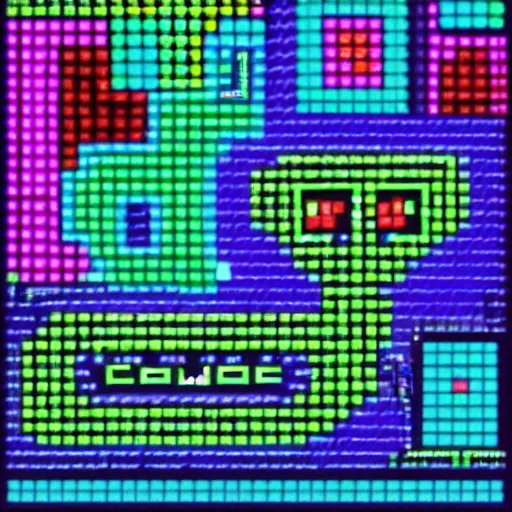 Image similar to Conway's Game of Life poster in neon style