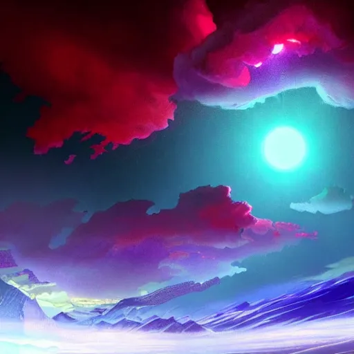 Image similar to vastly expanding lush otherwordly infnites of beautiful surreal scenery artwork pixiv. gigantic architectural modern design node network of cloud computing soul dust. unthinkable dream cloud computer infinites. sublime god lighting, sun rays, cold colors. insanely detailed, artstation!! pixiv!! infinitely detailed