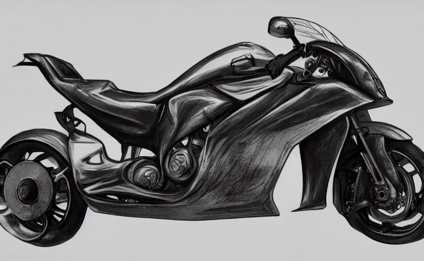 Prompt: concept art of nvidia motocycle, realistic, shiny, bloom, charcoal black background,
