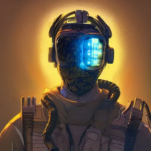 Prompt: ivan. Apex legends cyberpunk hacker. Concept art by James Gurney and Mœbius.