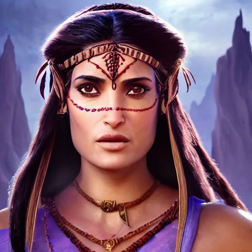 Prompt: Salma Hayek as a female na’vi from Avatar, digital art, highly detailed, award winning, concept art, intricate, sharp focus, Trending on Artstation HQ, unreal engine 5, 4K UHD image