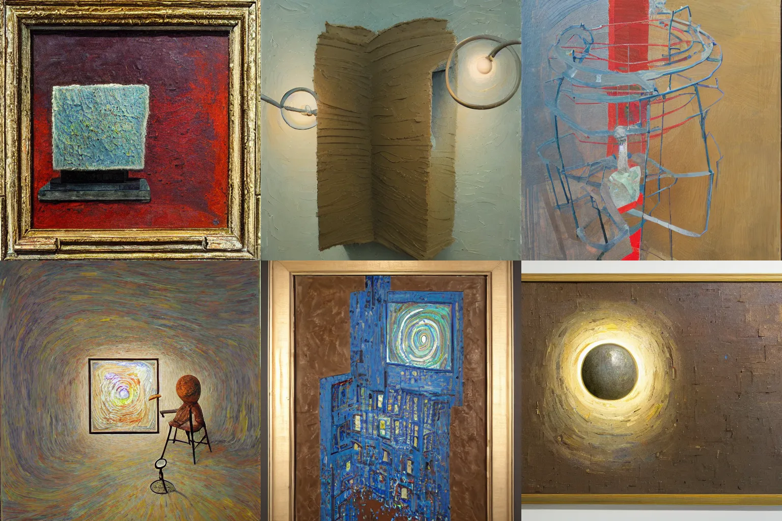 Prompt: a detailed, impasto painting by shaun tan and louise bourgeois of an abstract forgotten sculpture by ivan seal and the caretaker, hospital lighting