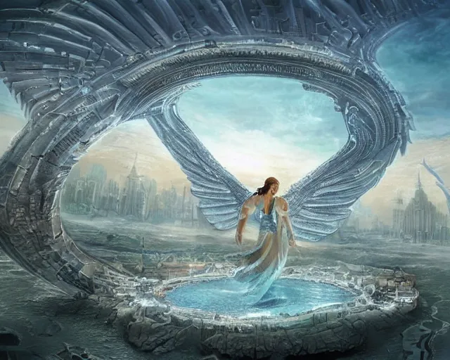 Prompt: Angel, an infinity of possibilities, insanely detailed, concept art, Atlantis kingdom, hope