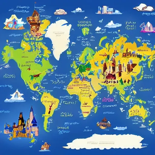 Image similar to Map of Earth in Disney style,