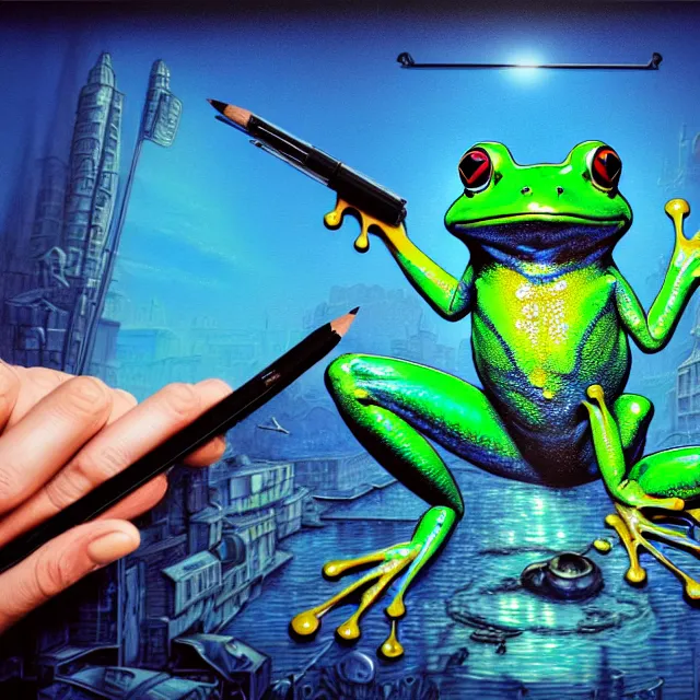 a photorealistic coherent image of a frog executing an | Stable ...