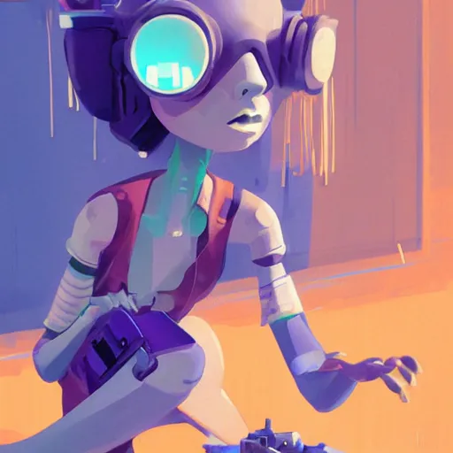 Image similar to Glitchpunk girl, by Goro Fujita