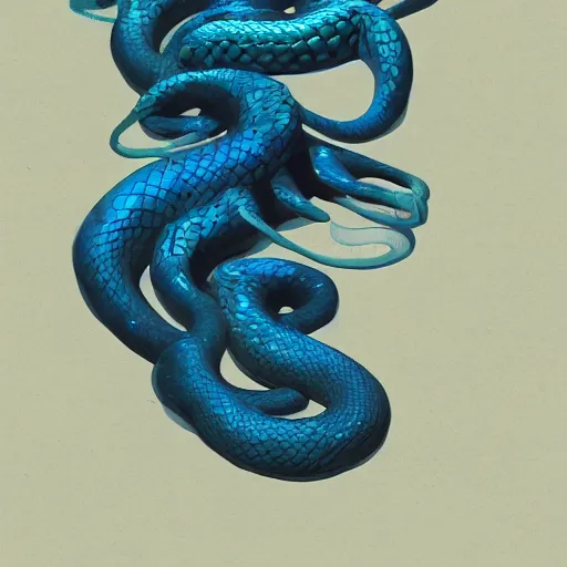 Prompt: queen of snakes, crown of snakes, blue skin, digital art, artstation