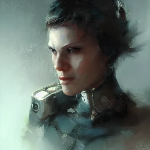 Prompt: a portrait of a character by raymond swanland