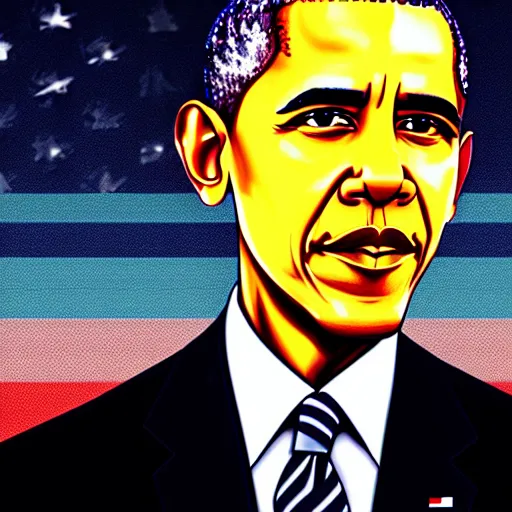 Image similar to Barack Obama portrait in Disco Elysium, Disco Elysium style, Barack Obama serious HD