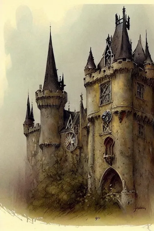 Image similar to (((((1950s fairy tale gothic revival castle city . muted colors.))))) by Jean-Baptiste Monge !!!!!!!!!!!!!!!!!!!!!!!!!!!