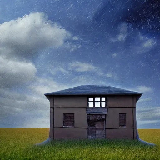 Image similar to a house in nowhere, surrealism