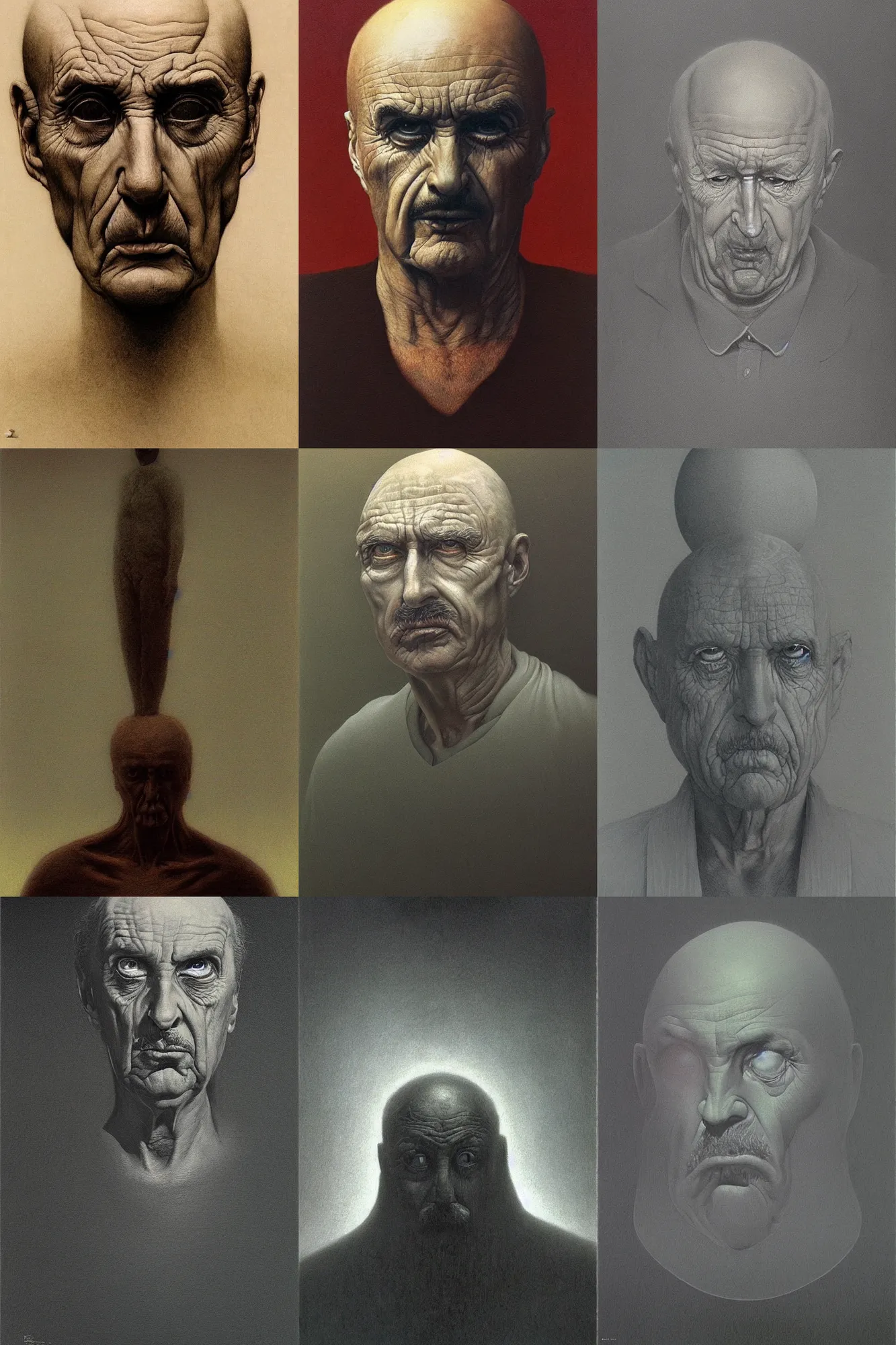 Prompt: detailed, intrincate portrait of Dr. Phil painted by Zdzisław Beksiński, dark, gloomy, creepy