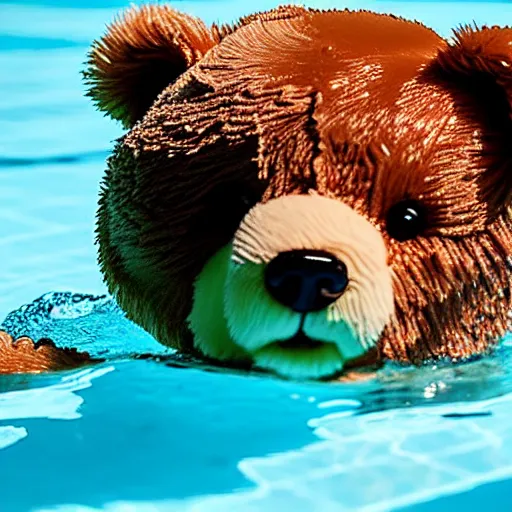 Image similar to a teddy bear swimming in the pool