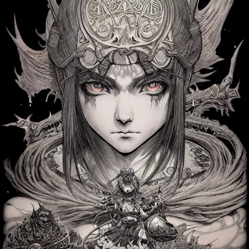 Image similar to prompt: World of Warcraft character portrait drawn Vania Zouravliov and Katsuhiro Otomo and Takato Yamamoto, inspired by Akira 1988 anime, magical and alchemical weapons, soft light, intricate detail, photorealistic style, intricate detailed oil painting, detailed illustration, oil painting, painterly feeling, intricate ink painting detail, sharp high detail, manga and anime 2000