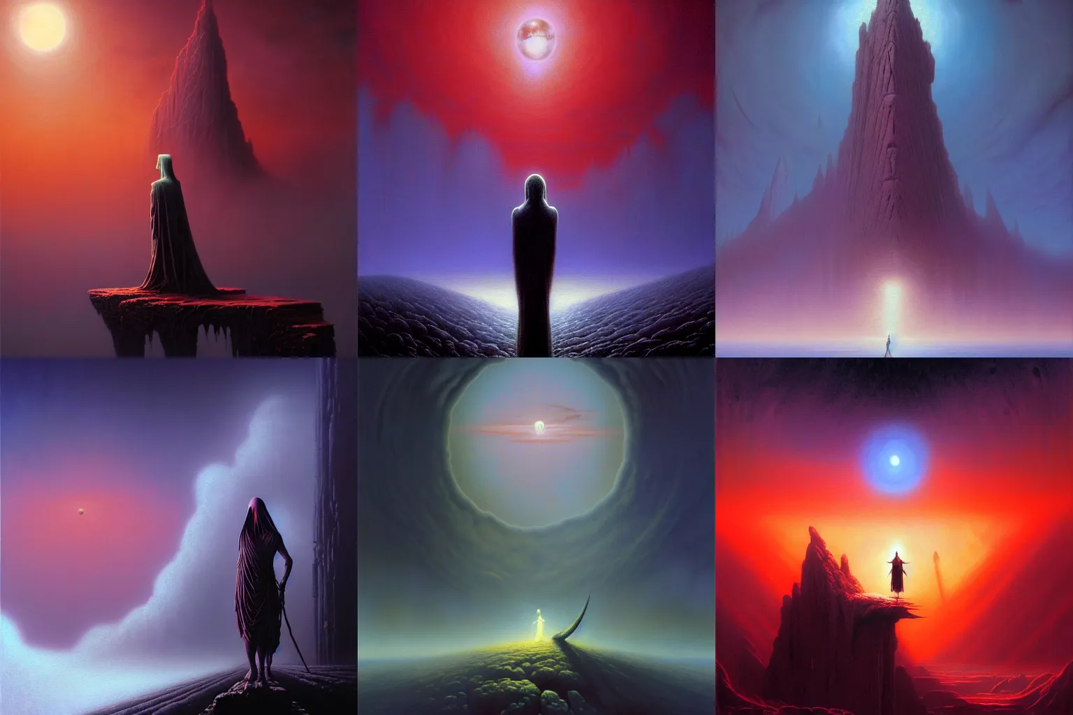 Prompt: cinematic masterpiece conceptual painting of a gothic morning, by Ed Binkley, by Wayne Barlowe, by Tim Hildebrandt, by Bruce Pennington, by Zdzisław Beksiński, by Paul Lehr, oil on canvas, masterpiece, trending on artstation, featured on pixiv, cinematic composition, astrophotography, dramatic pose, beautiful lighting, sharp, details, details, details, hyper-detailed, no frames, HD, HDR, 4K, 8K