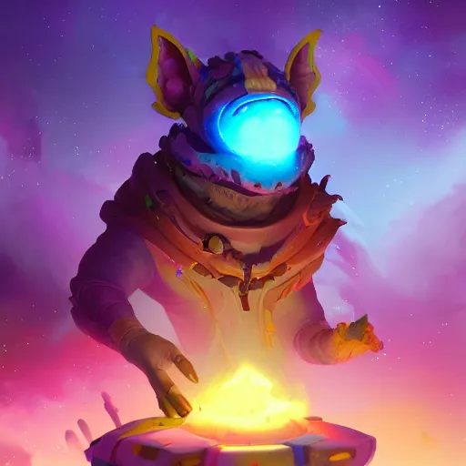 Image similar to a magical cute glowing creature, colorful space theme, bright art masterpiece artstation. 8 k, sharp high quality artwork in style of jose daniel cabrera pena and greg rutkowski, concept art by tooth wu, blizzard warcraft artwork, hearthstone card game artwork, cute creature
