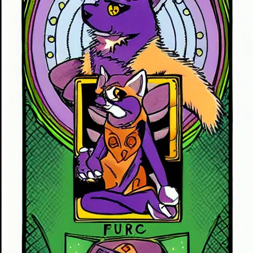 Image similar to tarot cards featuring cringe furry oc fursonas