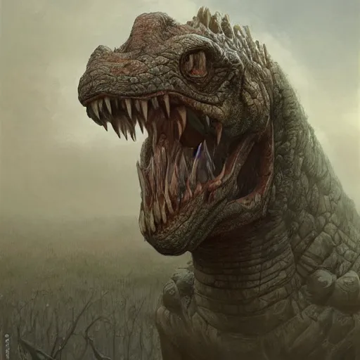 Image similar to vladimir putin, anthropomorphic bald prehistoric reptile, putin chimera, toothless, horror, macabre by donato giancola and greg rutkowski and wayne barlow and zdzisław beksinski, realistic face, digital art