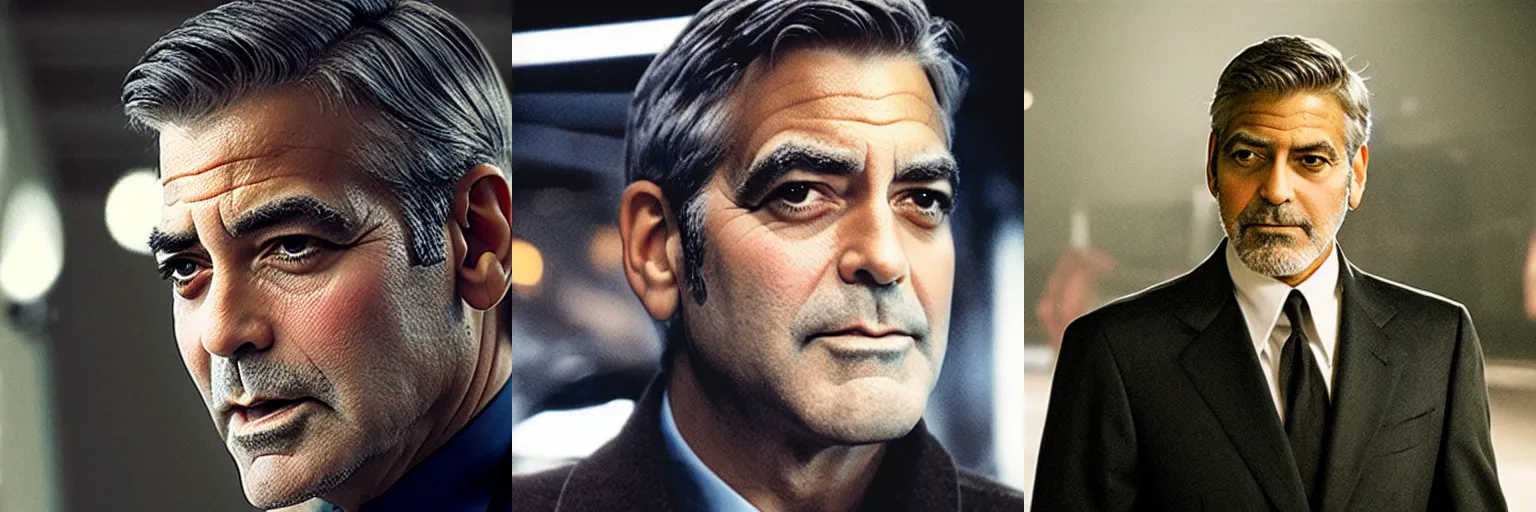 Prompt: close-up of George Clooney as a detective in a movie directed by Christopher Nolan, movie still frame, promotional image, imax 70 mm footage