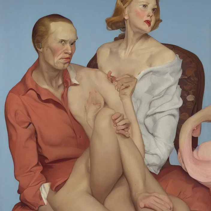 Prompt: a painting by john currin