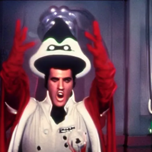 Prompt: film still of elvis presley as slimer in ghostbusters, 4 k