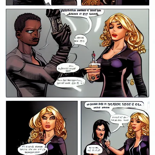 Image similar to comic panels from comic called agent babes style by jamal campbell, ray fawkes, russell dauterman, lorena avarez, emil ferriss, digital art, pinterest, 8 k uhd character details, intricate detailed, baroque, 8 k character faces, 8 k uhd detailed