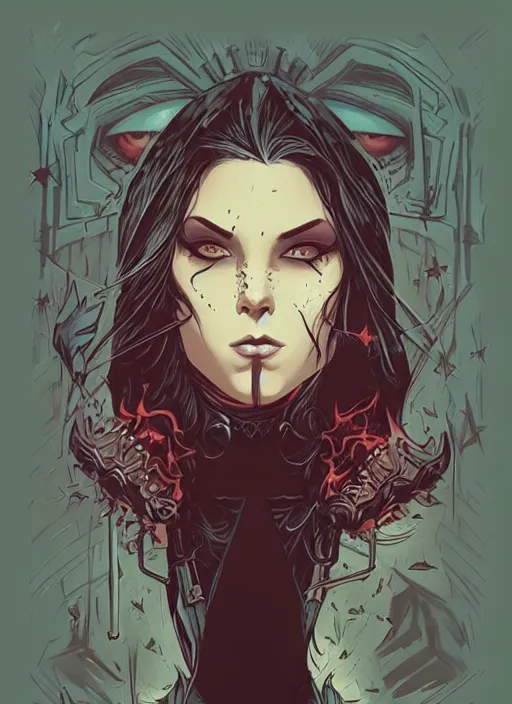 Image similar to portrait of beautifull goth maiden, cute face. dark fantasy, d & d, artstation, art by petros afshar, tom whalen, laurie greasley and greg rutkowski and ilya kuvshinov