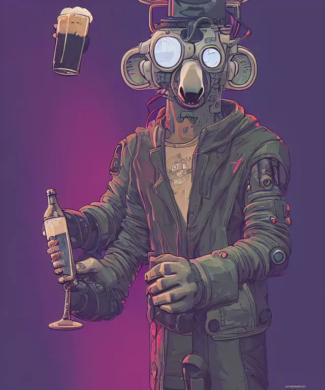 Prompt: a portrait of an anthropomorphic cyberpunk koala holding a 4 0 oz beer, cyberpunk!, fantasy, elegant, digital painting, artstation, concept art, matte, sharp focus, illustration, art by josan gonzalez