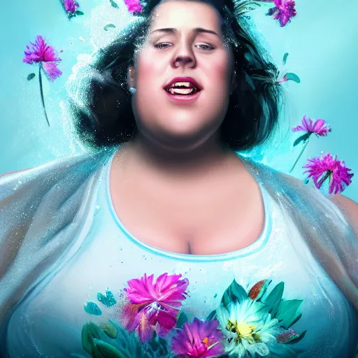 Prompt: the huge fat woman's head is on the in the closet, covered with ice and flowers. medium shot. beautiful colors, great lighting. fantastic movie scene. subsurface scattering shiny skin. beautiful lighting, 4 k post - processing, trending in art station, cg society, highly detailed, 5 k extremely detailed, 3 d. cinematic scene. sharp image.