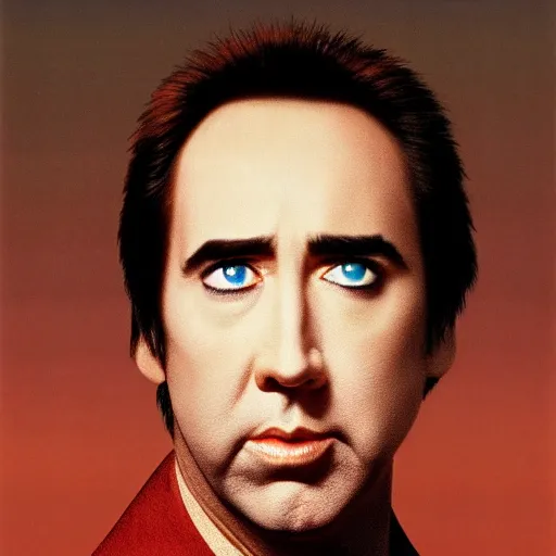 Prompt: Nicholas Cage in Dune, blue eyes