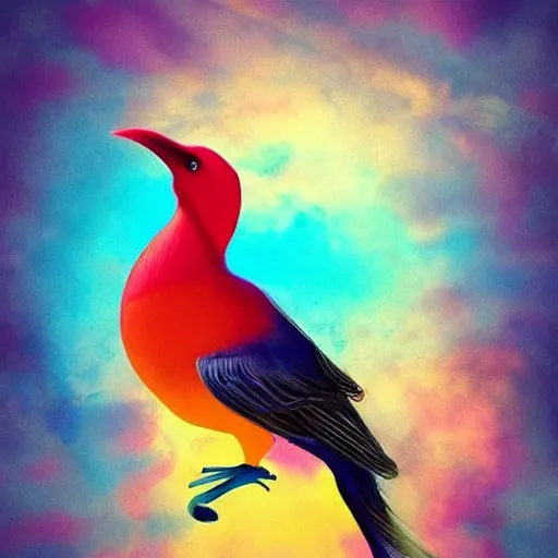 Prompt: A surrealistic bird, incredible colors, trending on artstation