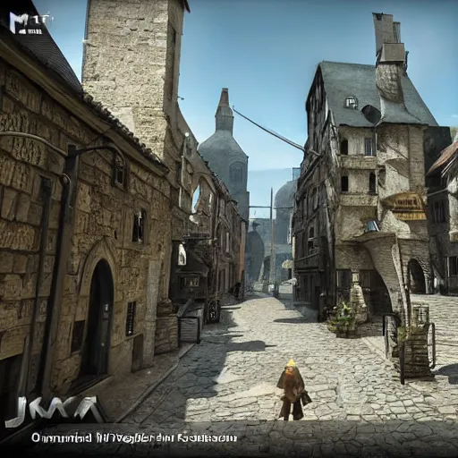 Image similar to detailed medieval fantasy streets with people walking around, unreal engine 5 rendered, incredibly highly detailed and realistic, 8 k, sharp focus, studio quality